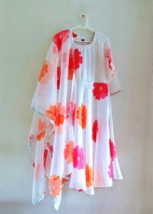 🤍🩷🧡 Kurta + Dupatta Set (NEW &amp; Bright White)