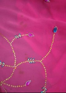 Embroidered Pink Saree
