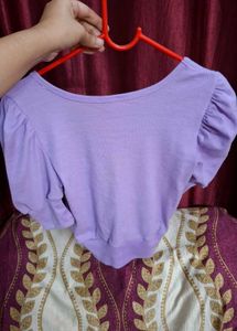 Stylish Purple Ruched Puff Sleeve Top