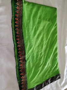 Vibrant Green Embroidered Saree