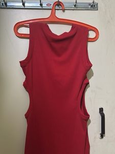Red Ribbed Cut-Out Tank Top