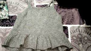Grey Knitted Peplum Top