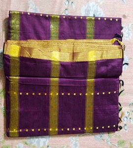 Elegant Purple Saree with Gold Border