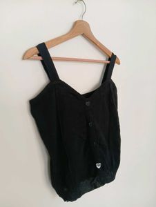 Black Button-Front Camisole Top