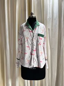 Flamingo Print Pajama Top