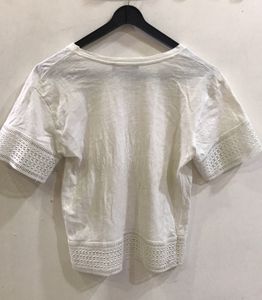 White Semi Lace Top For Women