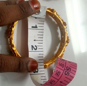 Exquisite Gold Tone Flower Bangles