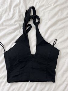 Stylish Black Halter Neck Crop Top