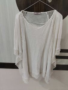 Boho White Crochet Trim Tunic