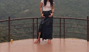 Distressed Denim Maxi Skirt