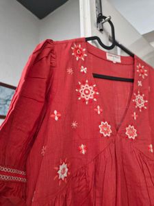 Orange Embroidered Tiered Dress by Westside, L