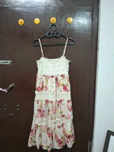 Floral Tiered Sundress with Lace Trim