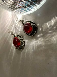 Red Gemstone Drop Earrings