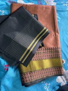 Elegant Saree with Contrast Blouse