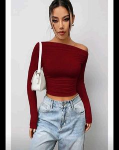 Chic Red Long Sleeve off shoulder Top