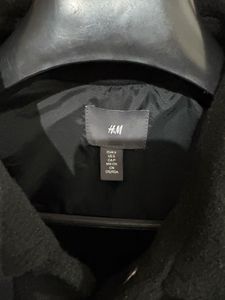 H&amp;M Black Wool Blend Button-Down Shirt Jacket