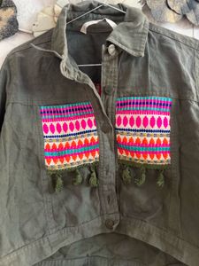 Embroidered Olive Green Jacket