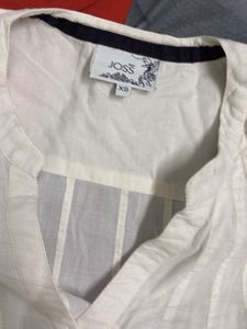 White Kurta with Black Floral Embroidery