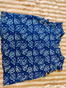 Blue Leaf Print Kurti