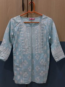 Light Blue Embroidered Kurta
