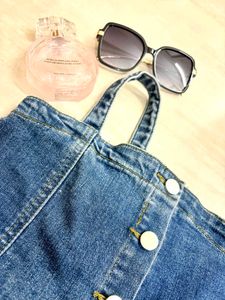 Denim Button-Up Crop Top