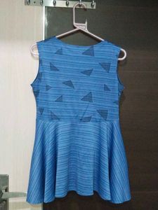 Blue Geometric Print Peplum Top