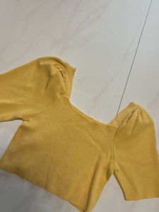 Yellow Puff Sleeve Crop Top