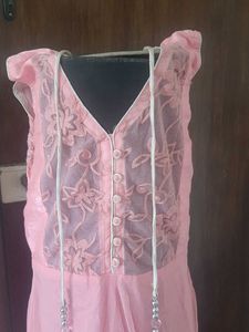 Elegant Pink Gown with churidar &amp; dupatta