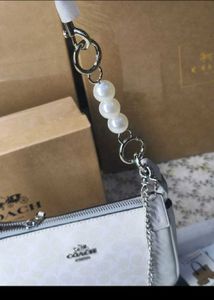 Coach White Monogram Pearl Strap Shoulder Bag