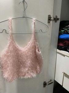Pink Fuzzy Crop Tank Top