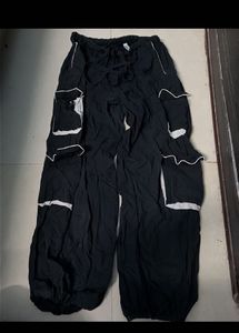 Black Cargo Pants with White Accents