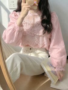 New with tag Korean Pink Lace Puff Sleeve Top