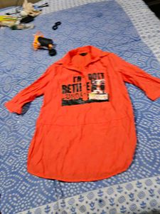 Orange Graphic Print Tunic t shirt dress imported