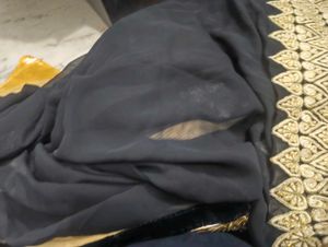 Black and golden Saree with Gold Embroider
