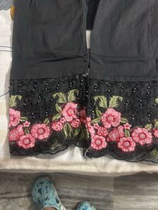 Black Embroidered Palazzo Pants