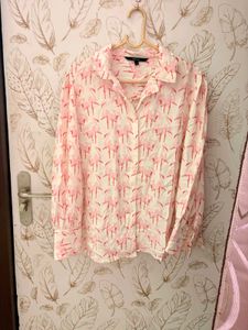 Vero Moda Pink Flamingo Print Button-Up Shirt