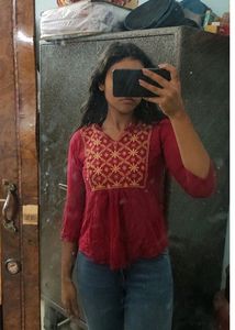 Peplum Top Combo Umbrella Sleeve .