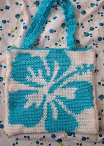 Handmade Crochet Flower Tote Bag