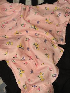 Pink Floral Corset Puff Sleeve Gown