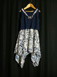 Peppermint  Blue & White Print Dress...
