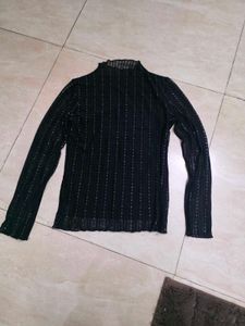 Sheer Mock Neck Long Sleeve Top