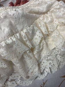 Cream Lace Ruffle Mini Skirt