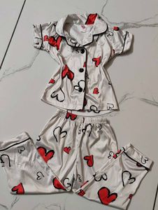 Heart Print Pajama Set