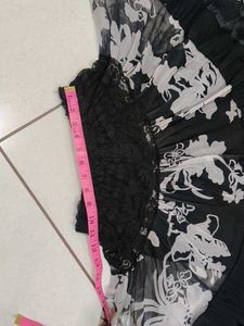 Sheer Floral Ruffle Skirt