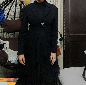 Black Modelling Style Ruffle Dress