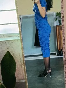 Stunning Ruched Royal Blue Dress