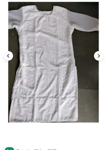 Elegant White Chikankari Kurta with free jhumka