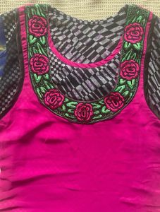 Pink Floral Embroidered Kurta