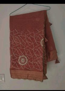 Elegant Terracotta 💖Saree with Golden Border