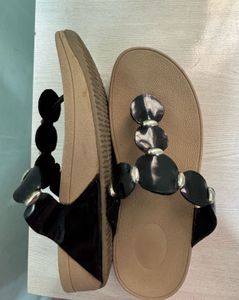 Stylish Black Embellished Flip-Flops